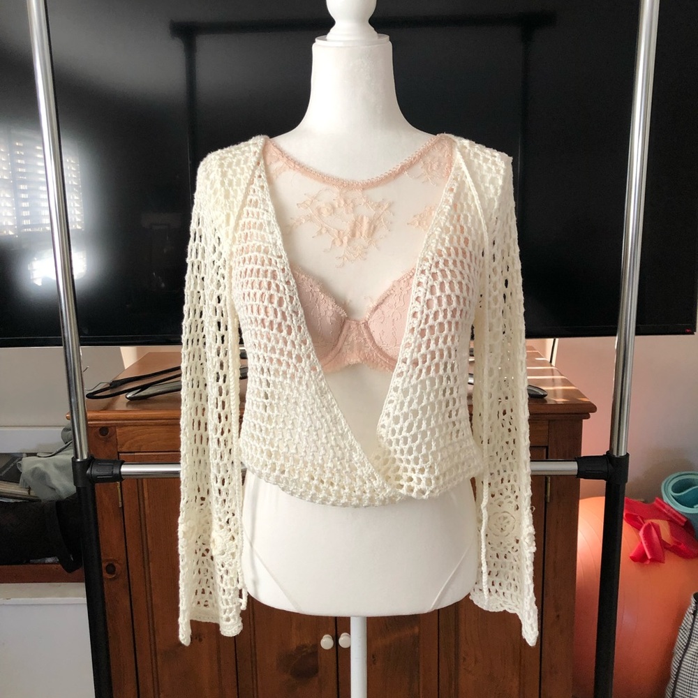 NWOT, Crochet Bodysuit with Plunging Back or front size medium